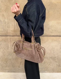 Design By Si Mura taske i ruskind - Taupe Outlet