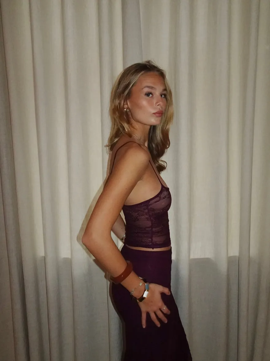 Design By Si Nadja top med blonder - Lilla Discount