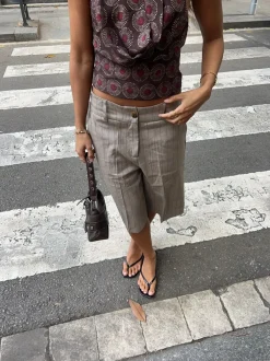 Design By Si Nayaly bermudashorts med striber - Beige New