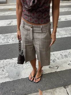 Design By Si Nayaly bermudashorts med striber - Beige New
