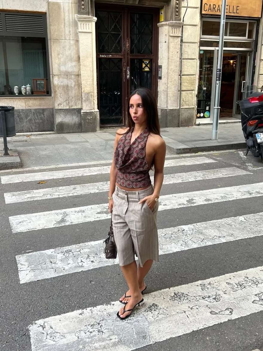 Design By Si Nayaly bermudashorts med striber - Beige New