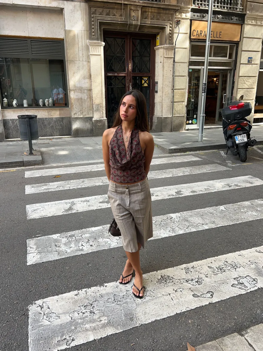 Design By Si Nayaly bermudashorts med striber - Beige New