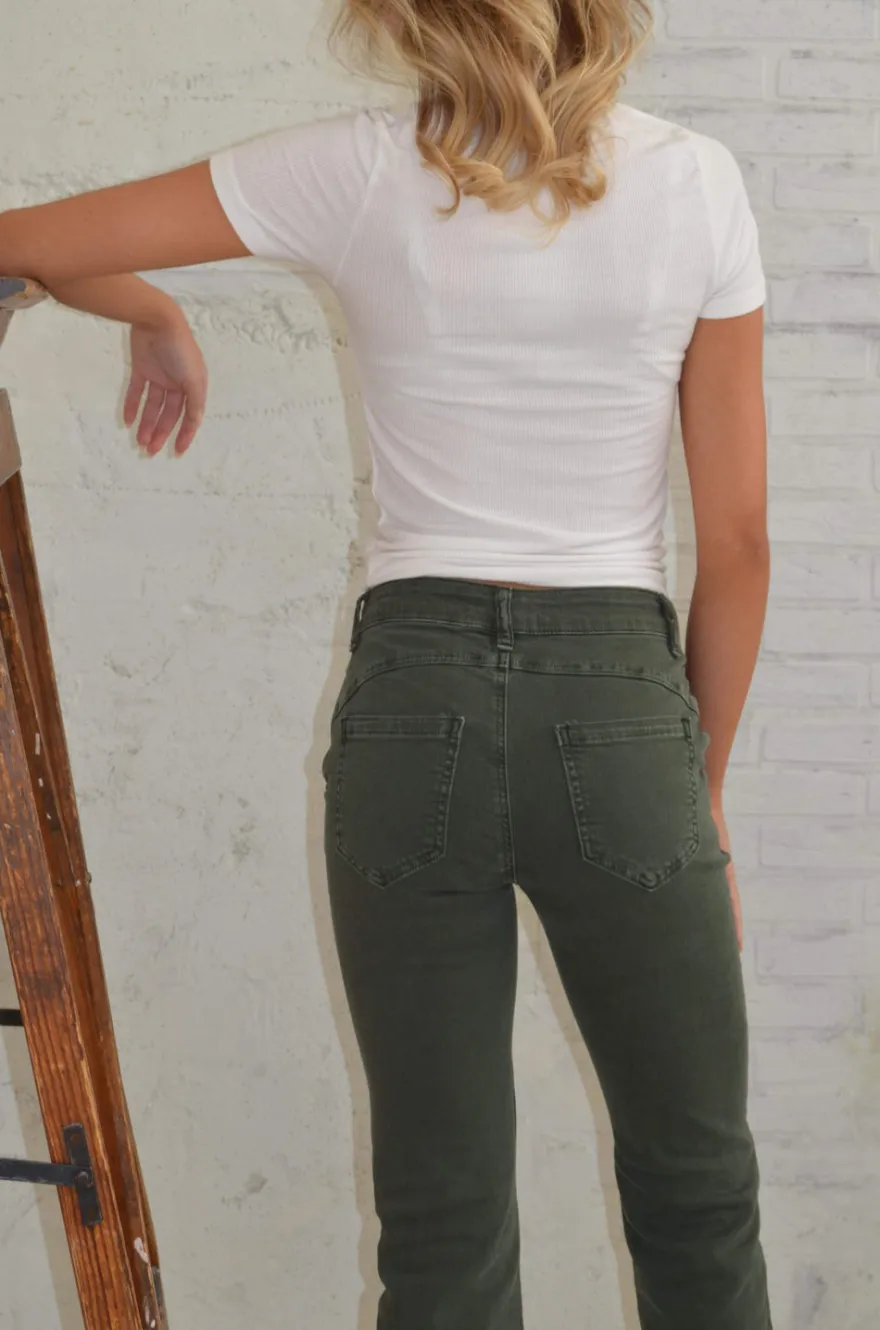 Design By Si Nettie bootcut jeans - Kaki Best