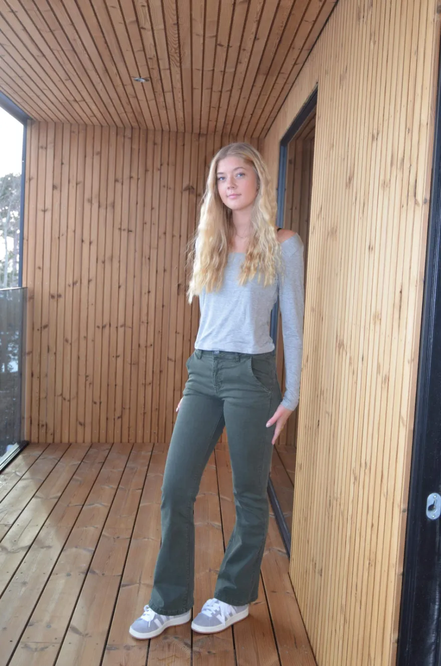 Design By Si Nettie bootcut jeans - Kaki Best