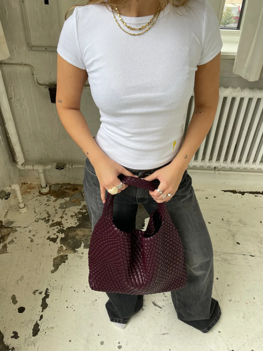Design By Si New York flettet taske - Bordeaux/lilla Discount