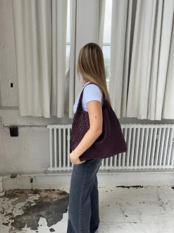 Design By Si New York flettet taske - Bordeaux/lilla Discount