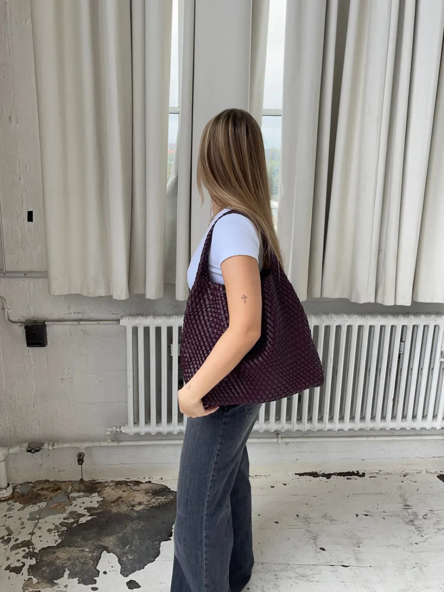 Design By Si New York flettet taske - Bordeaux/lilla Discount