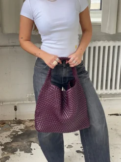 Design By Si New York flettet taske - Bordeaux/lilla Discount