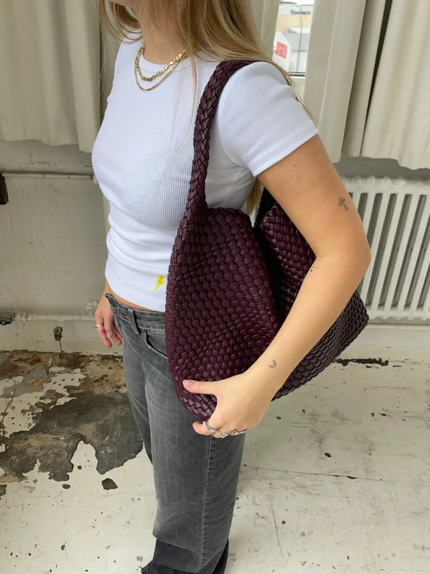 Design By Si New York flettet taske - Bordeaux/lilla Discount