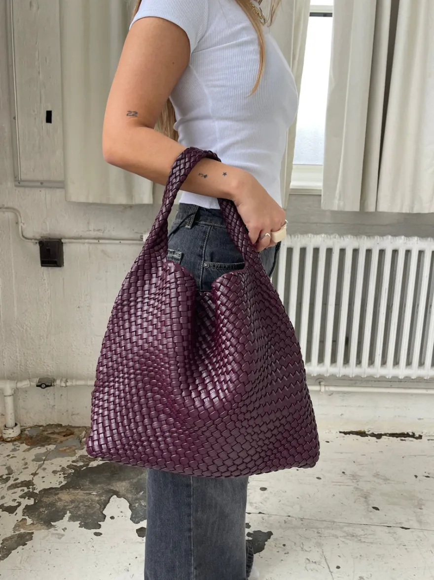 Design By Si New York flettet taske - Bordeaux/lilla Discount