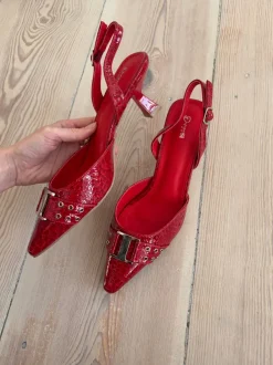 Design By Si Nida slingback stiletter med spænde - Rød Hot