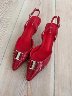 Design By Si Nida slingback stiletter med spænde - Rød Hot