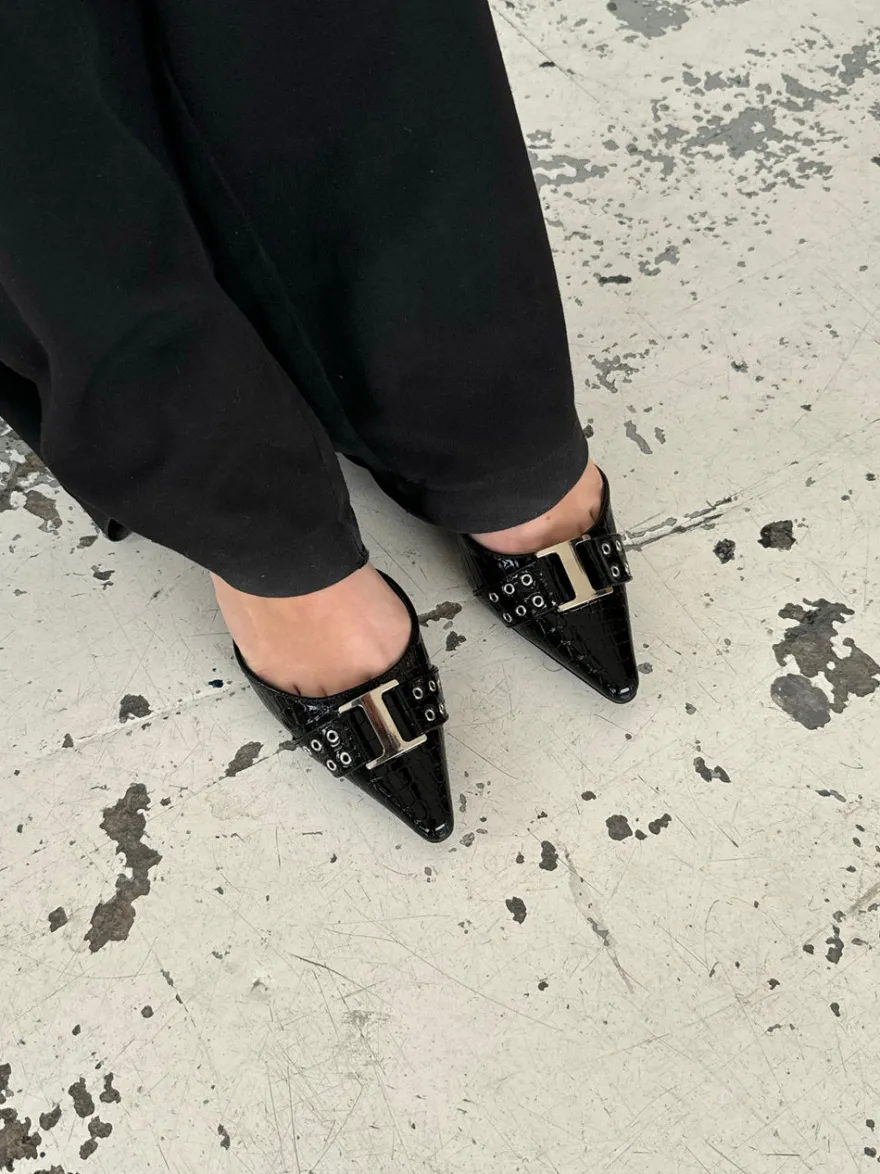 Design By Si Nida slingback stiletter med spænde - Sort Online