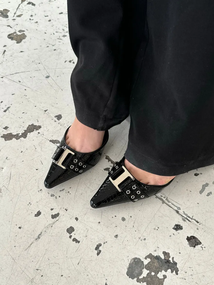 Design By Si Nida slingback stiletter med spænde - Sort Online
