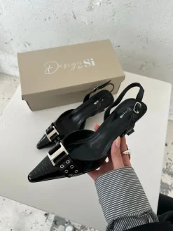 Design By Si Nida slingback stiletter med spænde - Sort Online