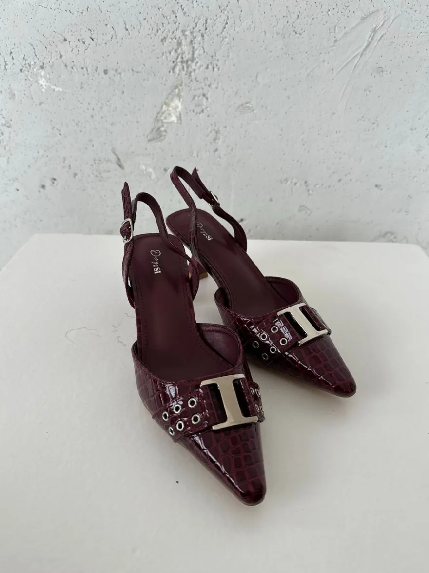 Design By Si Nida slingback stiletter med spænde - Vinrød Online