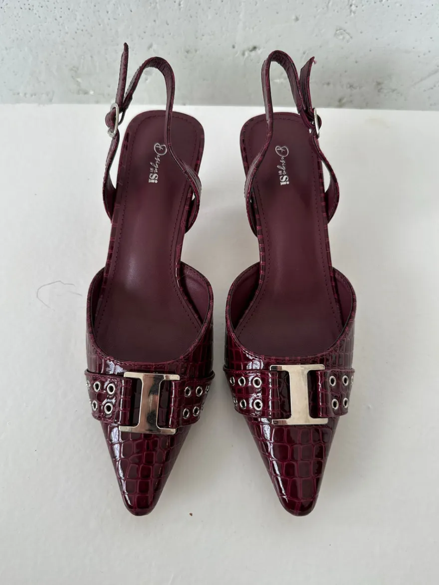 Design By Si Nida slingback stiletter med spænde - Vinrød Online