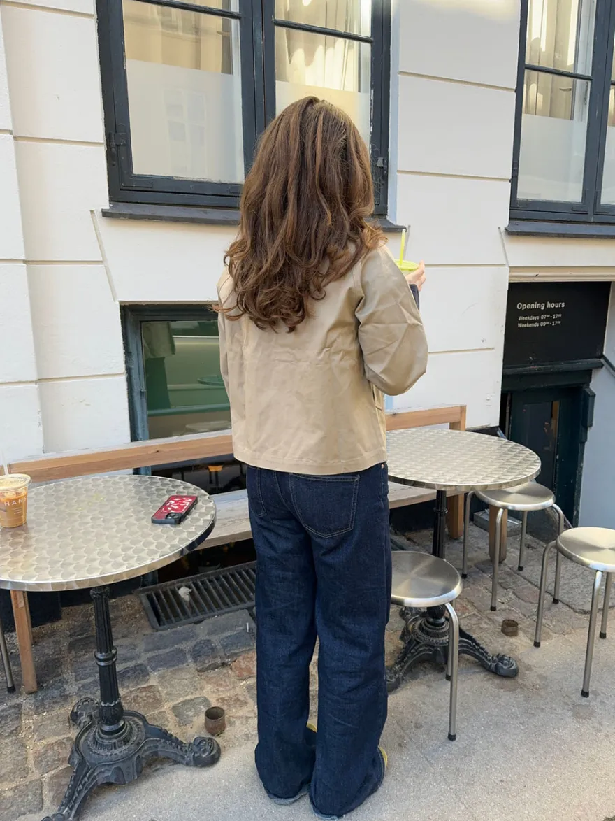 Design By Si Noami kort jakke med krave - Beige/navy Discount