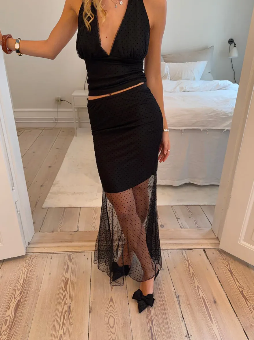 Design By Si Noela nederdel i mesh - Sort New