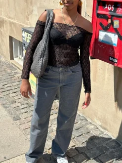 Design By Si Nuna lavtaljede jeans - Grå Sale