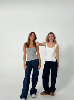 Design By Si Nuna lavtaljede jeans - Mørk denim Discount