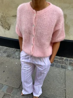Design By Si Olivia kortærmet mohair cardigan - Lyserød Sale