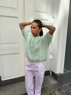 Design By Si Olivia kortærmet mohair cardigan - Mint grøn Discount