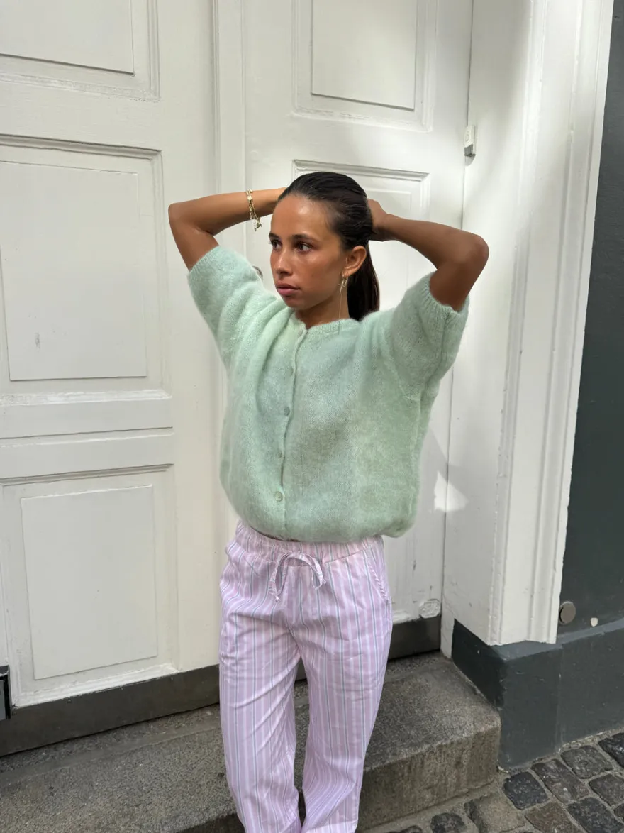 Design By Si Olivia kortærmet mohair cardigan - Mint grøn Discount