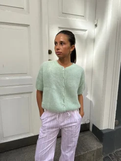 Design By Si Olivia kortærmet mohair cardigan - Mint grøn Discount