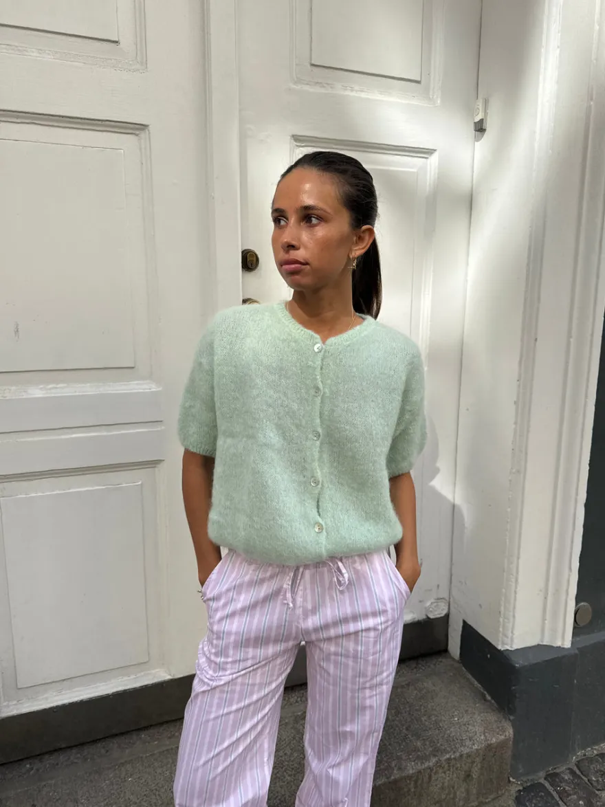 Design By Si Olivia kortærmet mohair cardigan - Mint grøn Discount