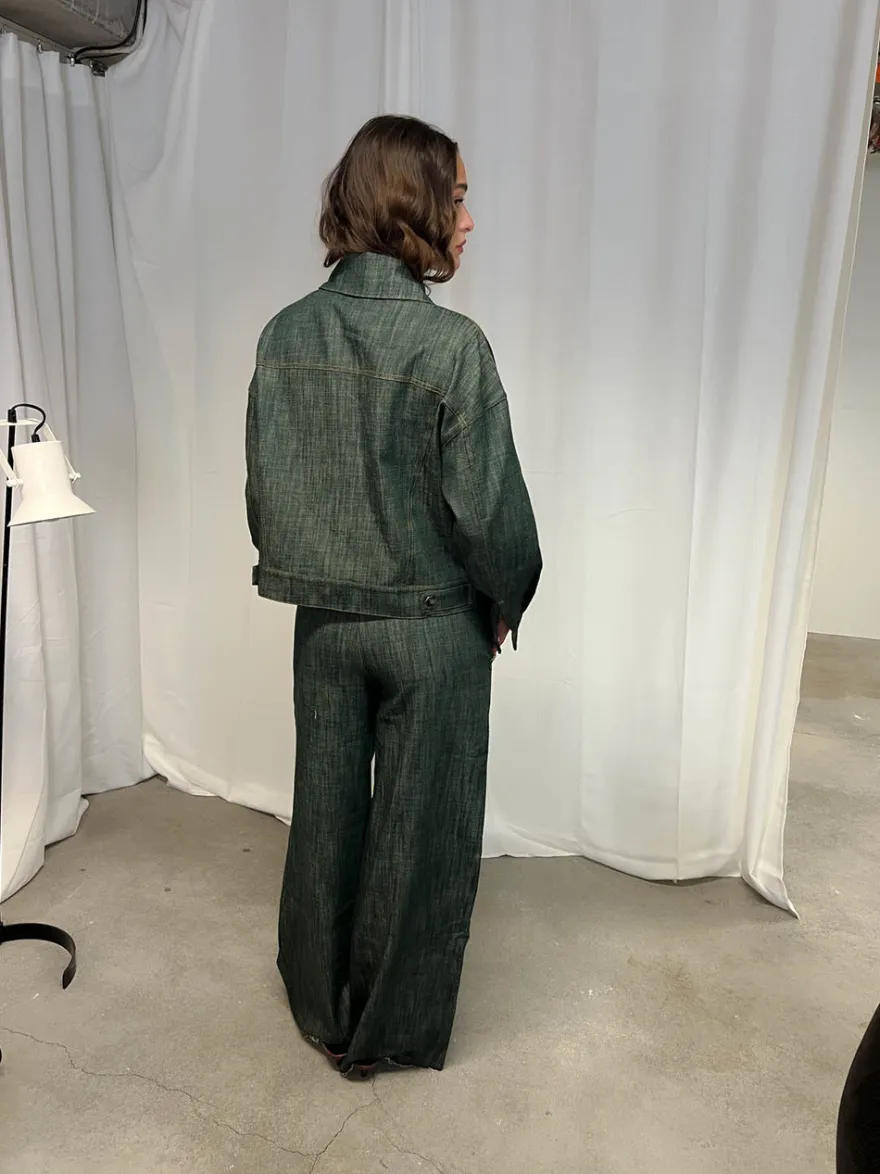 Design By Si Olivina denimjakke - Blågrøn Discount