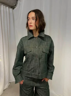 Design By Si Olivina denimjakke - Blågrøn Discount