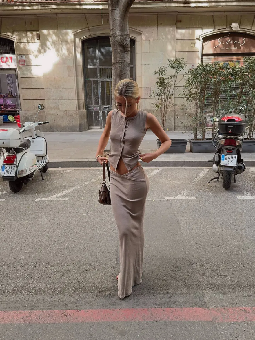 Design By Si Osccarra top med knapper - Beige Best