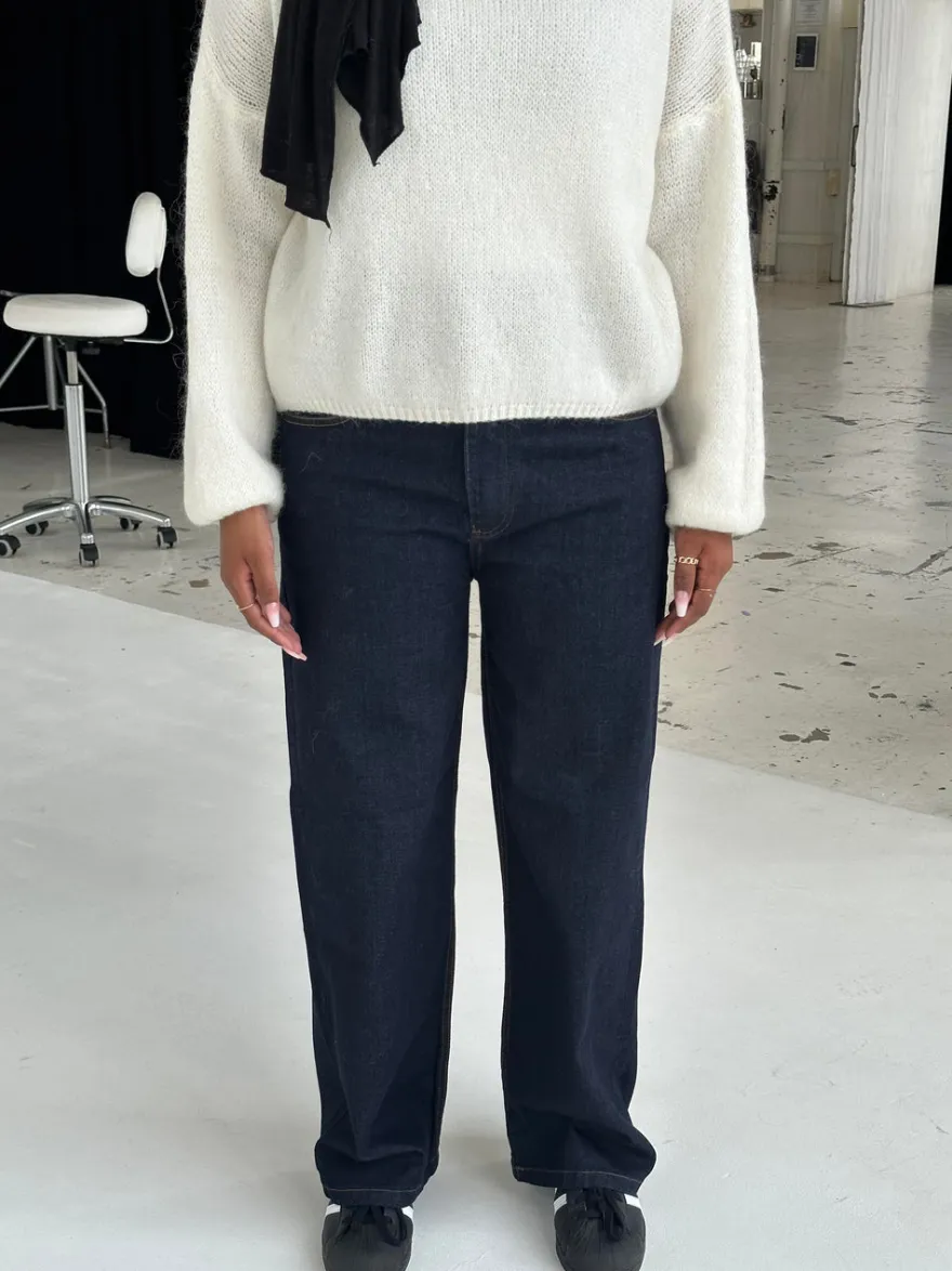 Design By Si Oversized stjerne jeans - Hvide stjerner Sale