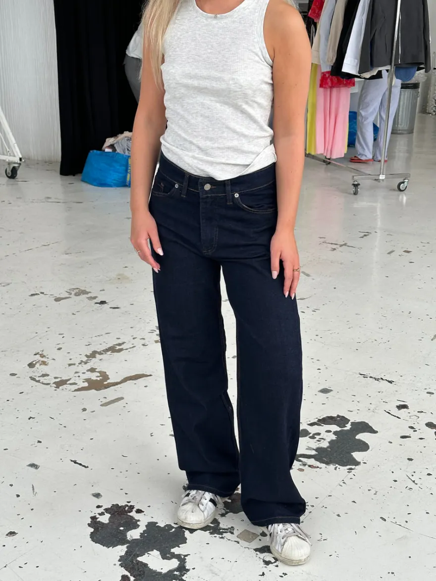 Design By Si Oversized stjerne jeans - Hvide stjerner Sale