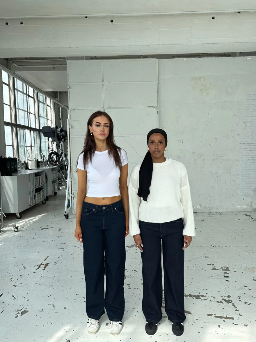 Design By Si Oversized stjerne jeans - Hvide stjerner Sale
