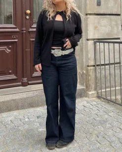 Design By Si Oversized stjerne jeans - Hvide stjerner Sale