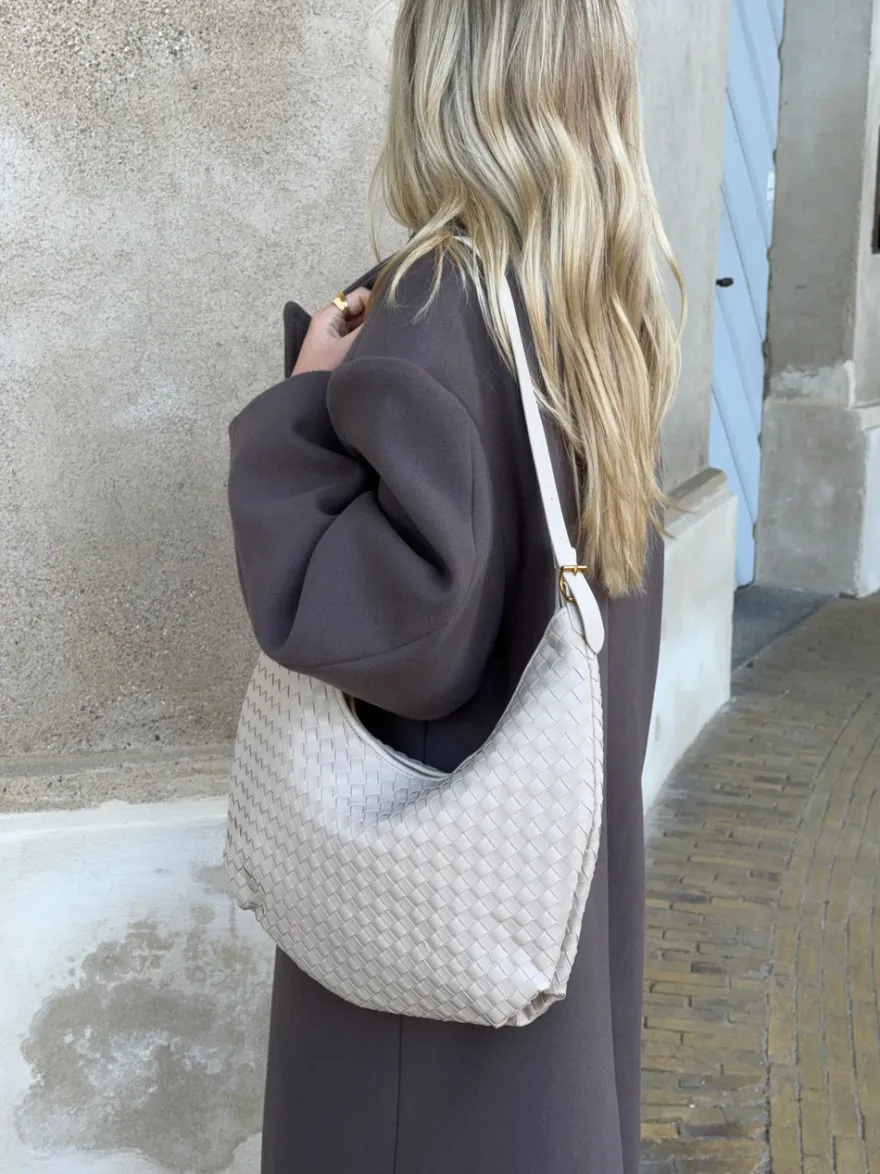 Design By Si Palma flettet skuldertaske - Beige Discount