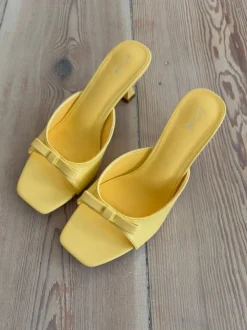 Design By Si Pastella mules med sløjfe - Lysegul Hot