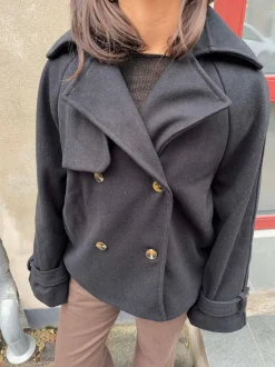 Design By Si Patricia kort trenchcoat - Sort Discount