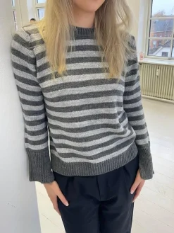 Design By Si Paulina striktrøje - Lysegrå/mørkegrå Clearance
