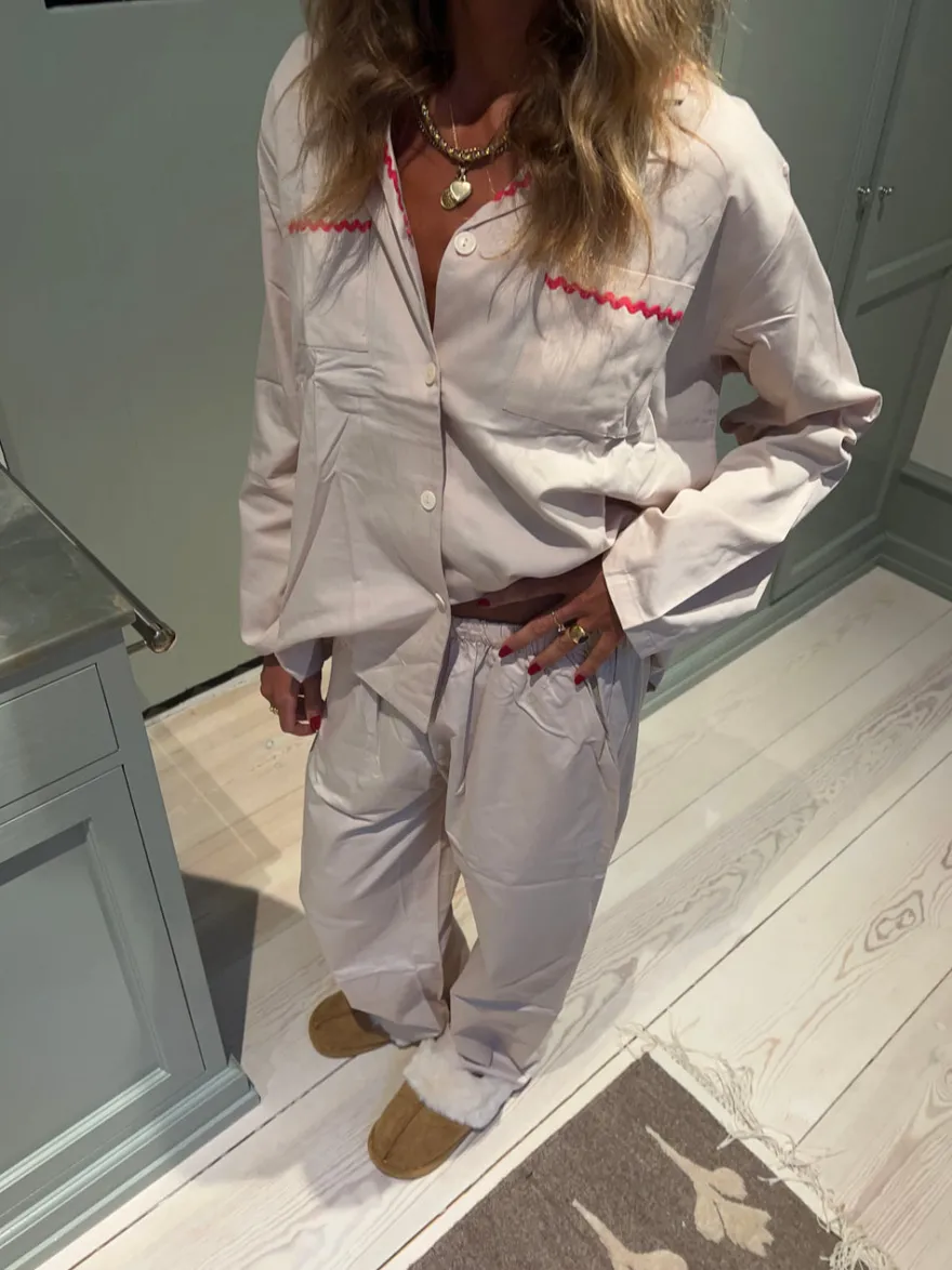 Design By Si Pinja pyjamas sæt - Beige/rød Outlet