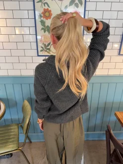Design By Si Pluto cardigan med lynlås - Grå