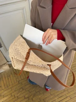 Design By Si Porto Alegre skuldertaske med blonde - Beige Clearance