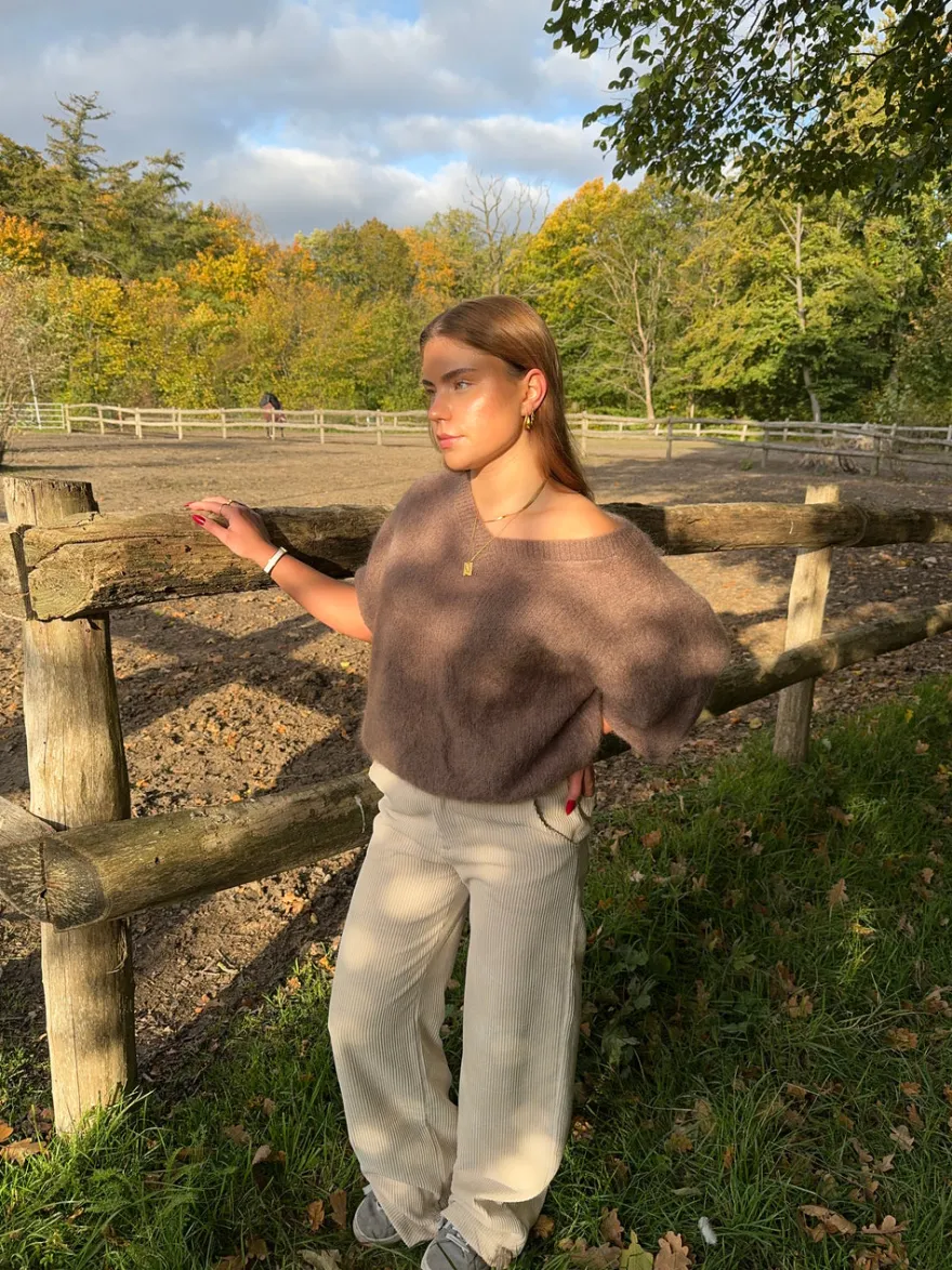 Design By Si Rancy strikket mohair t-shirt - Brun Outlet