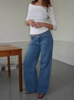 Design By Si Ranya lavtaljede jeans - Blå