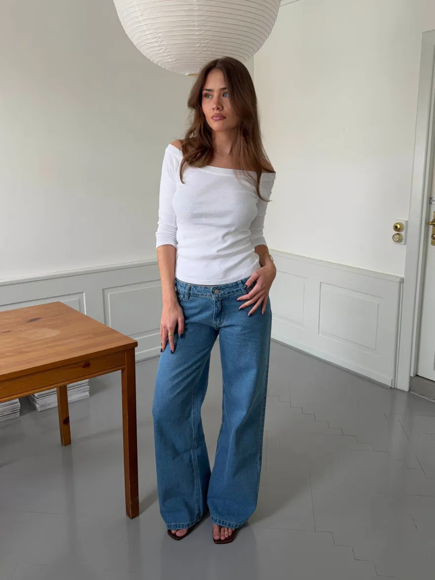 Design By Si Ranya lavtaljede jeans - Blå