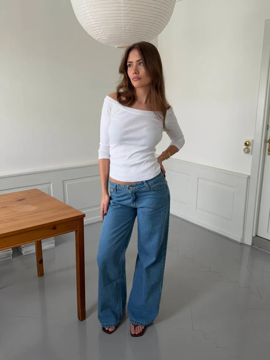 Design By Si Ranya lavtaljede jeans - Blå