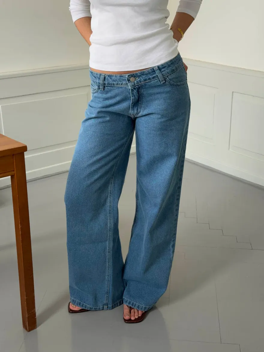 Design By Si Ranya lavtaljede jeans - Blå