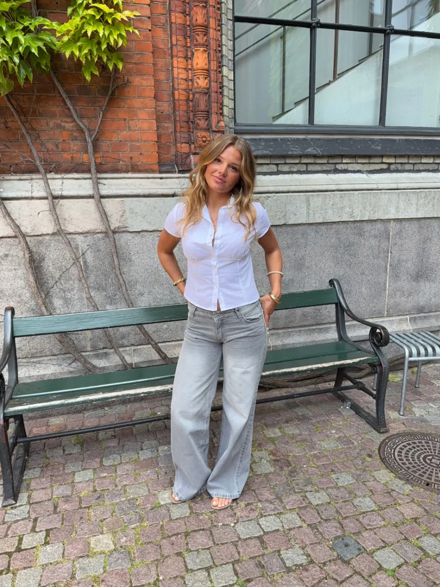 Design By Si Ranya lavtaljede jeans - Lys grå